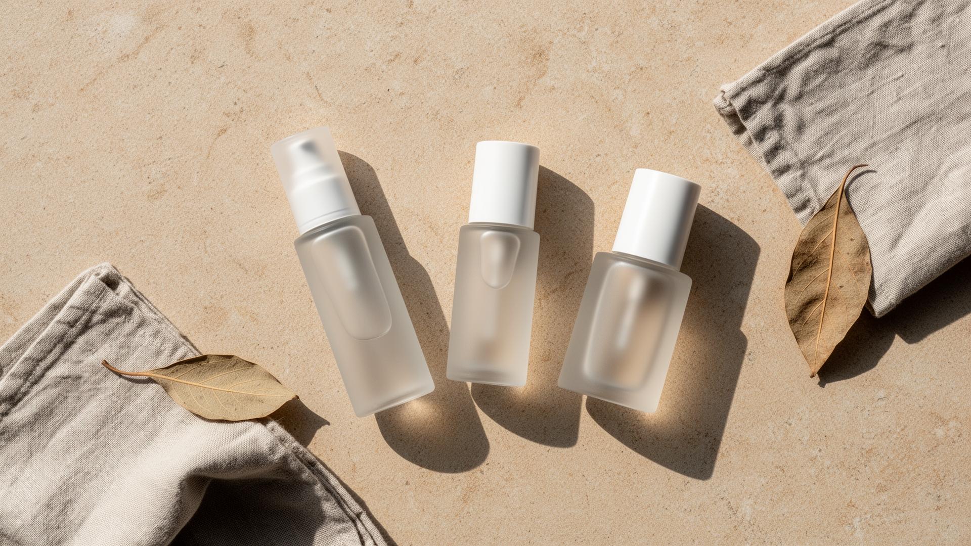 Ritual de skincare en composición plana